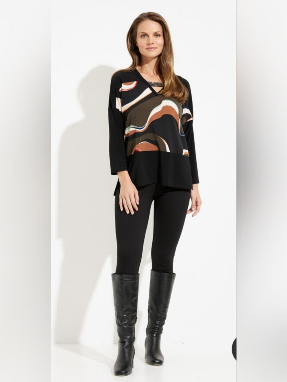 Joseph Ribkoff Casual V-neck Abstract Top Style - 16 US